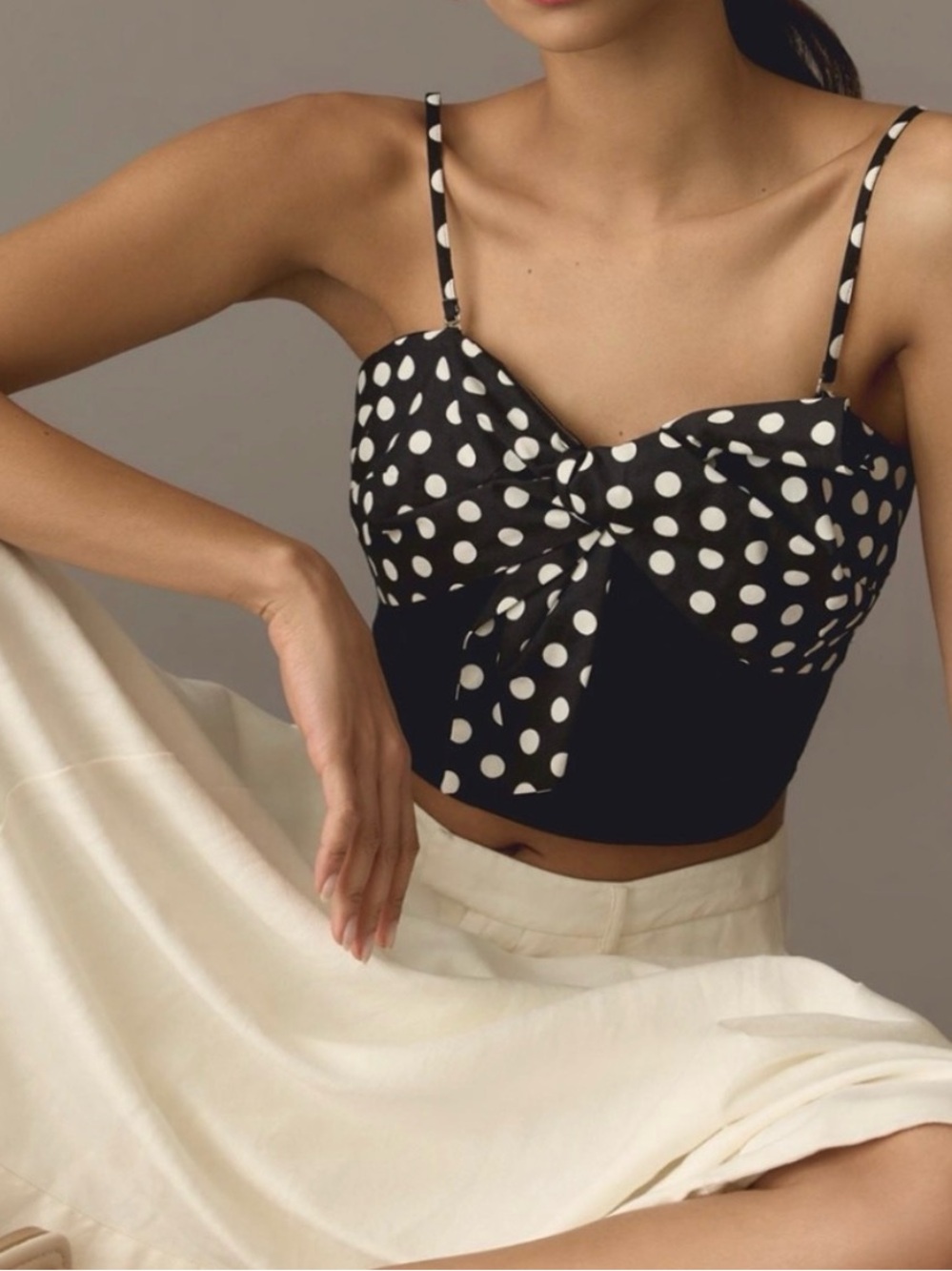 NWT Dolan Anthropologie Polka Dot Bow Top